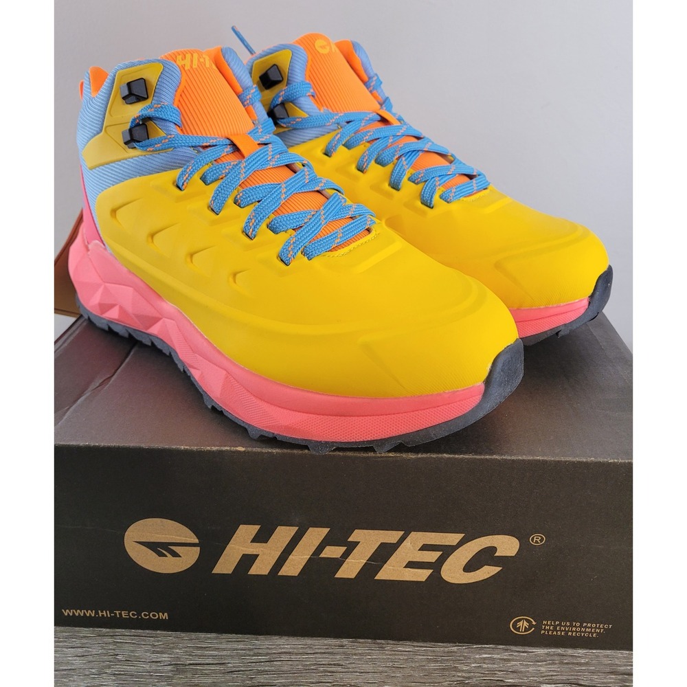 Hi-Tec Glade Mid Kids Hiking Boots Lemon Chrome Diva Pink CH80152S-YPM Size 5.5Y